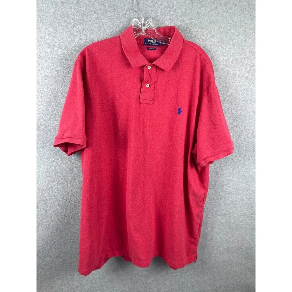 Polo‎ Ralph Lauren Polo Shirt Mens 2XL Pink Short Sleeve Classic Fit Preppy